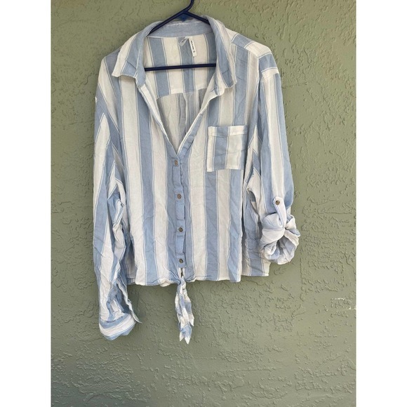 Truth‎ NYC blue & white front knot blouse size 3X - Picture 2 of 7